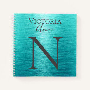 Cuaderno Monograma Iniciales Nombre Turquesa Personalizado