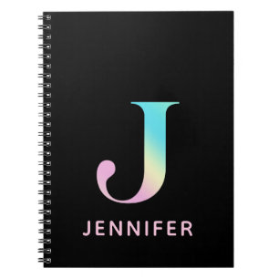 Cuaderno Monograma J Arcoiris Negro