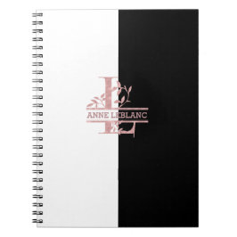 Cuaderno Monograma L Rosa moderno Personalizado dividido en