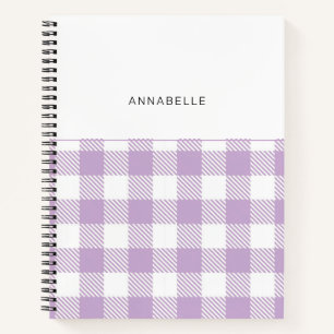 Cuaderno Monograma Lavender Gingham Girly Elegant Notebook