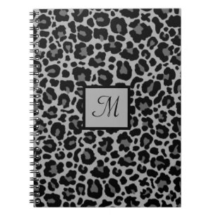 Cuaderno Monograma Leopardo Imprimir Animal Cheetah Gris In