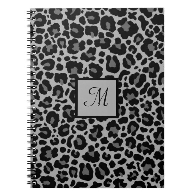 Cuaderno Monograma Leopardo Imprimir Animal Cheetah Gris In (Frente)