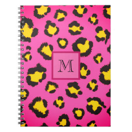 Cuaderno Monograma Leopardo rosa Imprimir animal Cheetah In