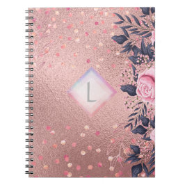 Cuaderno Monograma Lilibet Rosado Floral digno de una Princ