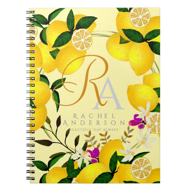 Cuaderno Monograma limón amarillo (Frente)