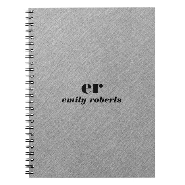 Cuaderno Monograma Linaje gris minimalista (Frente)