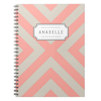 Cuaderno Monograma Linen Beige y Mod Rosa X Chevron