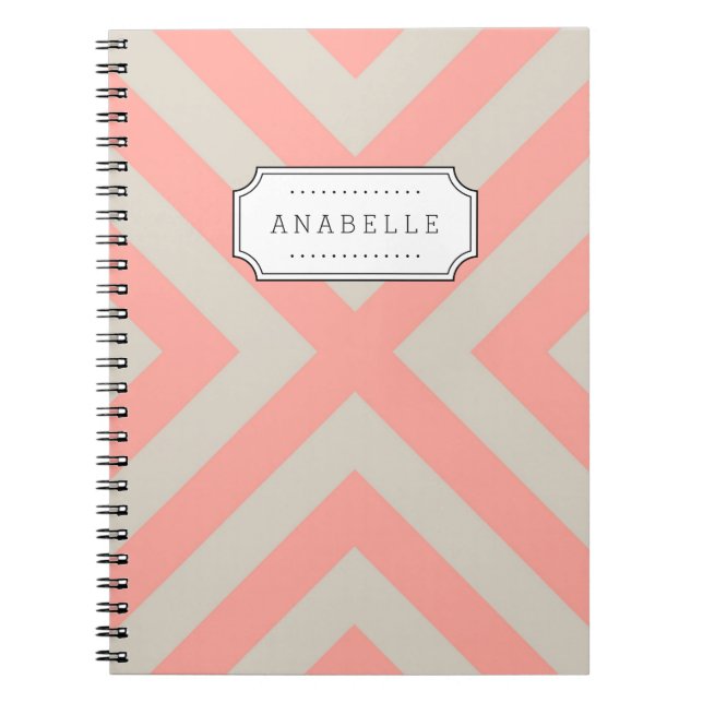Cuaderno Monograma Linen Beige y Mod Rosa X Chevron (Frente)