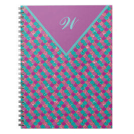 Cuaderno Monograma Magenta Púrpura Escavidad Verde azulada