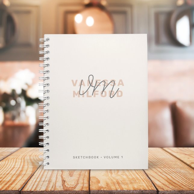 Cuaderno Monograma | Marfil Cream Moderno Elegante (Subido por el creador)