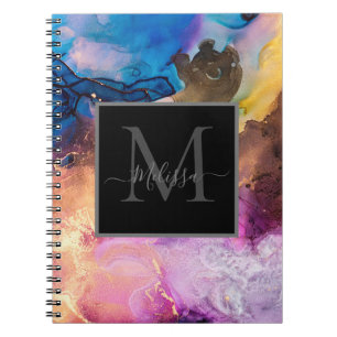 Cuaderno Monograma marinado moderno y colorido