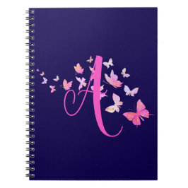Cuaderno Monograma Mariposa Azul Rosa