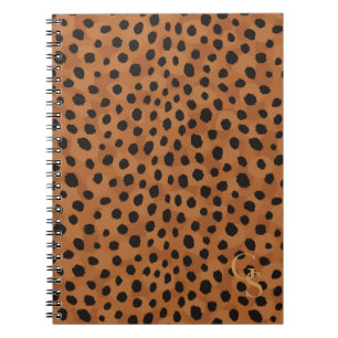 Cuaderno Monograma marrón elegante de la impresión del