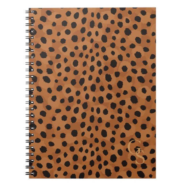 Cuaderno Monograma marrón elegante de la impresión del (Frente)