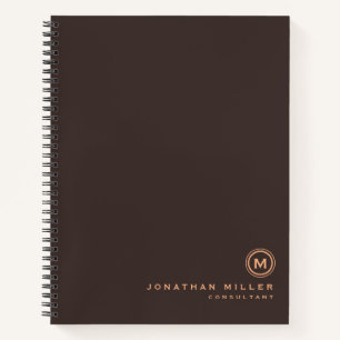Cuaderno Monograma marrón profesional inicial