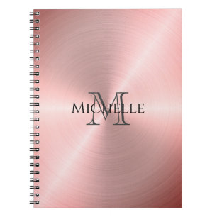 Cuaderno Monograma metálico radial de oro Rosa