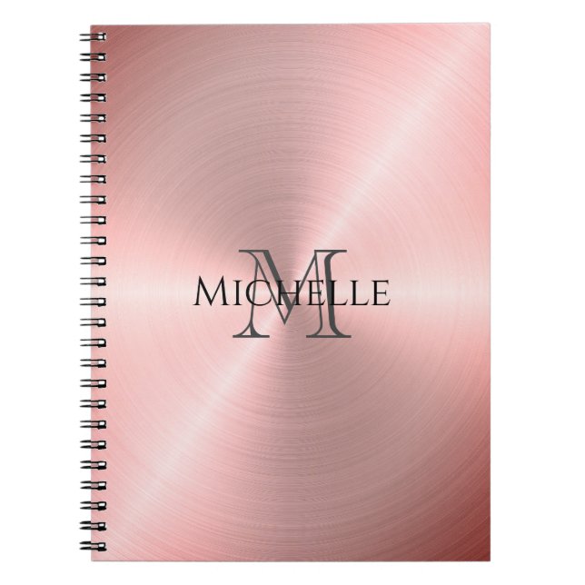Cuaderno Monograma metálico radial de oro Rosa (Frente)