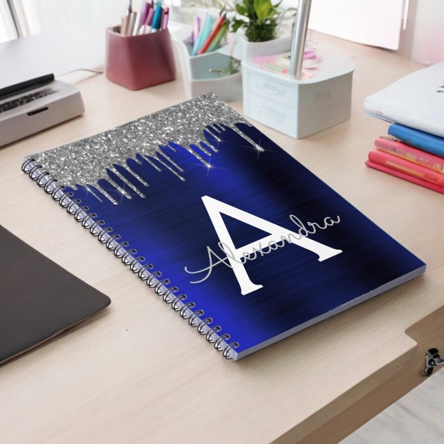 Cuaderno Monograma Metalizado cepillado con Purpurina azul  (Subido por el creador)