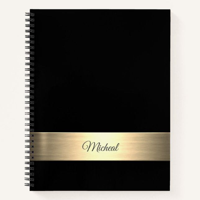 Cuaderno Monograma Metalizado de oro negro corporativo (Anverso)