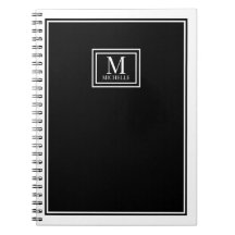 Monograma Minimalista Chic con Doble Borde Negro