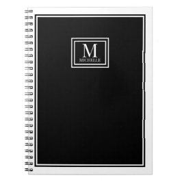 Cuaderno Monograma Minimalista Chic con Doble Borde Negro