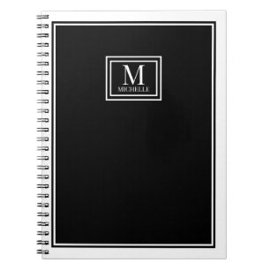Cuaderno Monograma Minimalista Chic con Doble Borde Negro