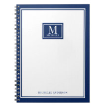 Monograma Minimalista Chic Doble Borde Azul Marino