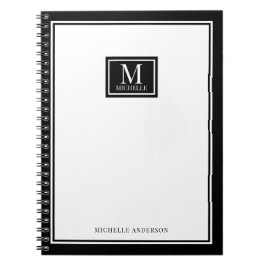 Cuaderno Monograma Minimalista Chic Doble Borde Negro