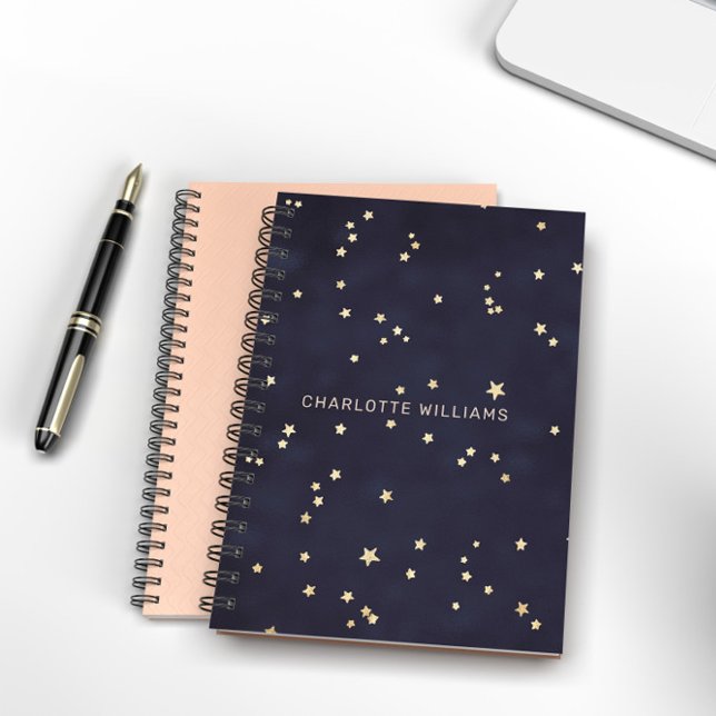 Cuaderno Monograma minimalista de cielo nocturno y estrella (Subido por el creador)