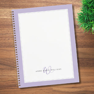 Cuaderno Monograma minimalista de lavanda sin borde