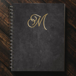 Cuaderno Monograma minimalista de lujo negro y oro