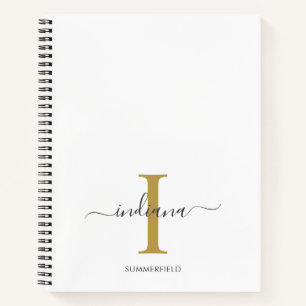 Cuaderno Monograma Minimalista Dorado Gris Nombre en letra