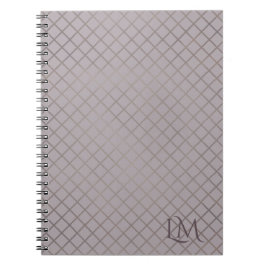 Cuaderno Monograma minimalista dorado y gris taupe 