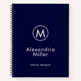 Cuaderno Monograma minimalista elegante de la marina