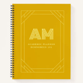 Cuaderno Monograma minimalista en amarillo mostaza