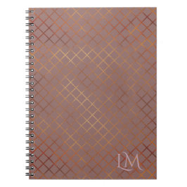 Cuaderno Monograma minimalista en oro y taupe rosa oscuro