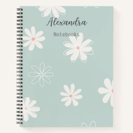 Cuaderno Monograma minimalista giratorio trendy azul floral