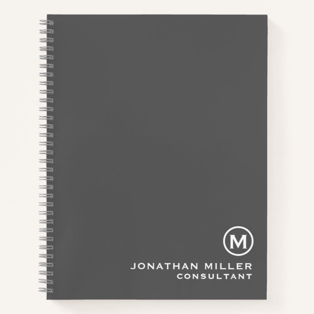 Cuaderno Monograma Minimalista gris (Anverso)