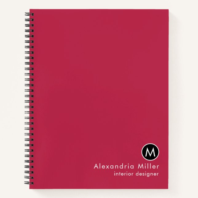 Cuaderno Monograma Minimalista magenta moderno (Anverso)