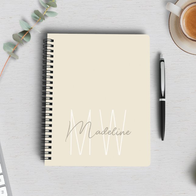 Cuaderno Monograma Minimalista Moderna Crema (Modern Minimalist Monogram Cream Notebook by MINTIC DESIGN STUDIO)