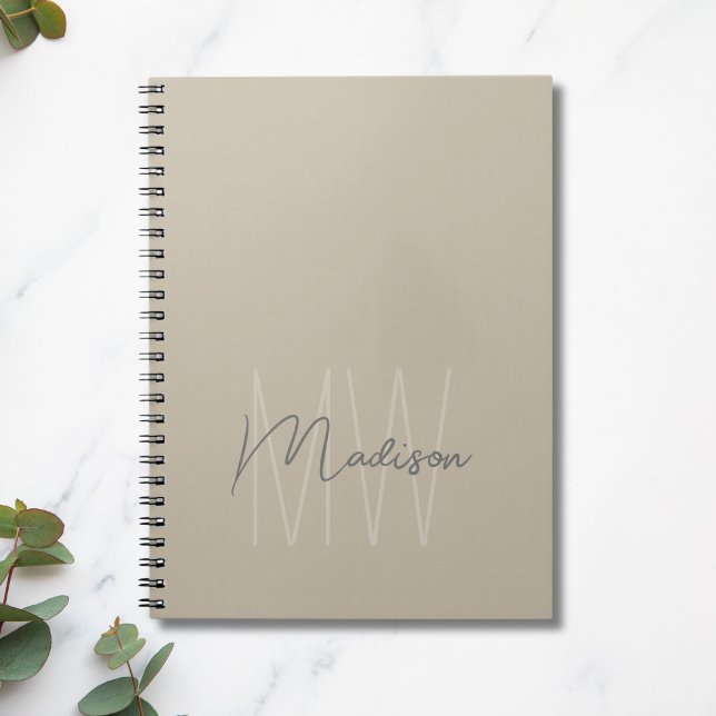 Cuaderno Monograma Minimalista Moderno (Custom Modern Monogram Beige Notebook)