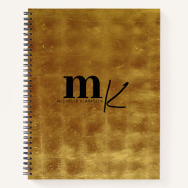 Cuaderno Monograma Minimalista moderno de Relieve metalizad