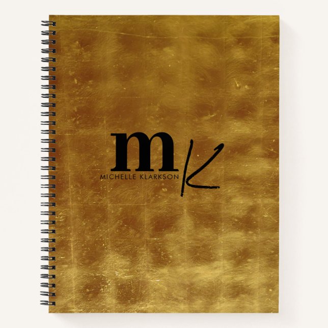 Cuaderno Monograma Minimalista moderno de Relieve metalizad (Anverso)