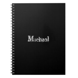 Cuaderno Monograma minimalista moderno nombre blanco negro