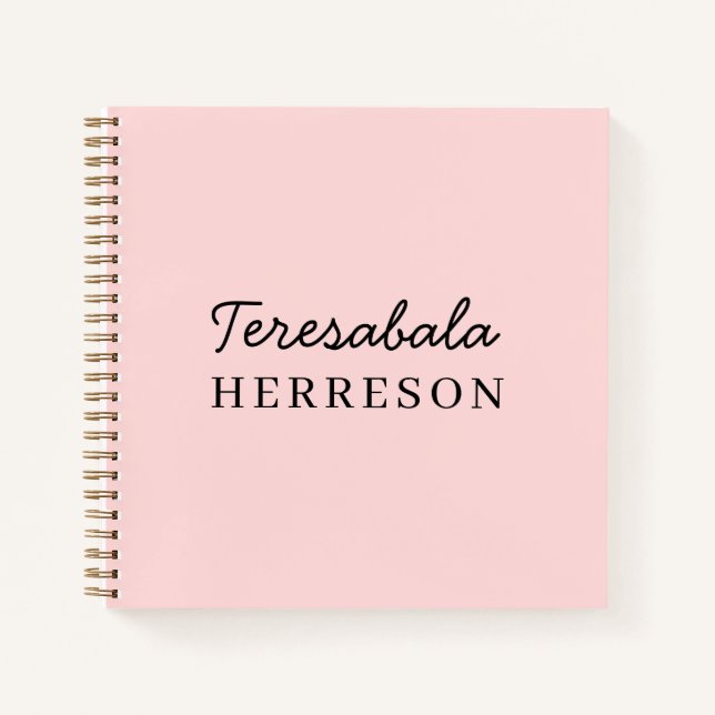 Cuaderno Monograma minimalista moderno rosa rubor (Anverso)