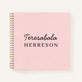 Cuaderno Monograma Minimalista Moderno Rosa Sonrojo