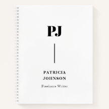Cuaderno Monograma Minimalista Negro Y Blanco