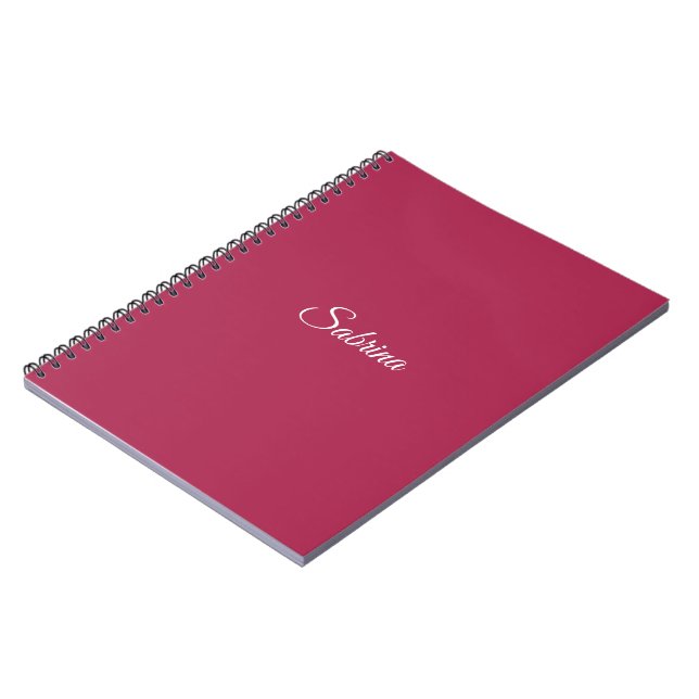 Cuaderno Monograma minimalista rosa cereza (Lado Izquierdo)