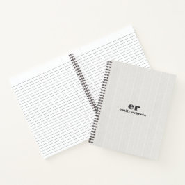 Cuaderno Monograma Minimalista Tipografía Gris sobre Arpill