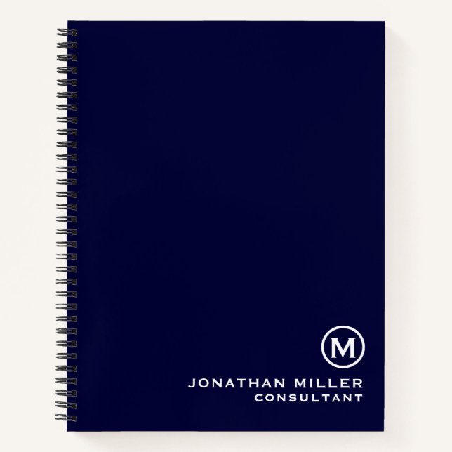Cuaderno Monograma mínimo azul marino (Anverso)